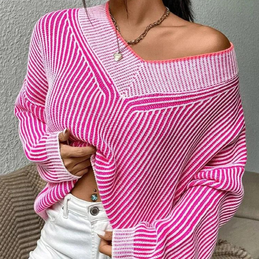 Gestreepte Damestrui met Losse Pasvorm voor Comfort en Stijl – Veelzijdige Dames Truien voor Elke Gelegenheid 1