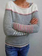 Gestreepte Gebreide Trui Dames met Lange Mouwen – Lichtgewicht en Comfortabel voor Elk Seizoen 4