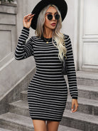 Gestreepte Jurk van Zacht Breisel voor Dames - Comfortabele en Stijlvolle Pulloverjurk in Diverse Maten 4