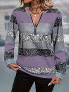 Gestreepte Trui met Ritssluiting voor Dames – Zachte en Comfortabele Pasvorm, Perfect voor Casual Outfits 4