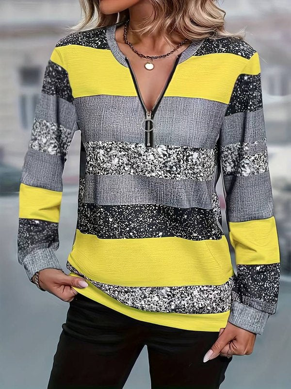 Gestreepte Trui met Ritssluiting voor Dames – Zachte en Comfortabele Pasvorm, Perfect voor Casual Outfits 7