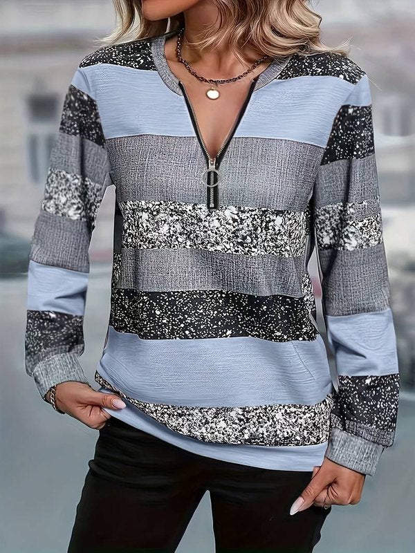 Gestreepte Trui met Ritssluiting voor Dames – Zachte en Comfortabele Pasvorm, Perfect voor Casual Outfits 8