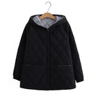 Gewatteerde Damesjas Winter met Capuchon en Knoopsluiting – Stijlvol Ruitpatroon voor Dagelijks Gebruik 0