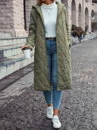 Gewatteerde Jas Dames met Capuchon en Lange Mouwen – Katoen en Polyester Mix in Legergroen, Zwart en Kaki 1