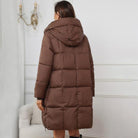 Gewatteerde Lange Dames Jas met Capuchon en Praktische Zakken – Ideaal voor Herfst en Winter 7