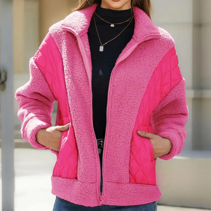 Gewatteerde Lange Jas Dames met Fleece en Patchwork Ontwerp – Warm en Comfortabel voor Koude Dagen 2