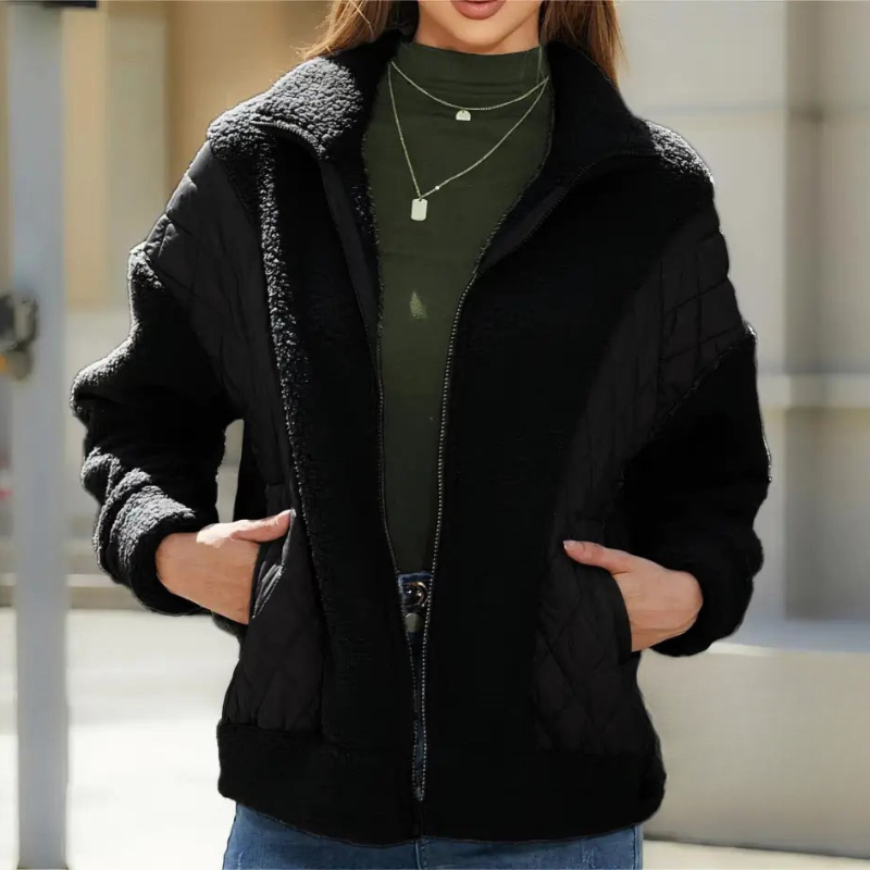 Gewatteerde Lange Jas Dames met Fleece en Patchwork Ontwerp – Warm en Comfortabel voor Koude Dagen 3