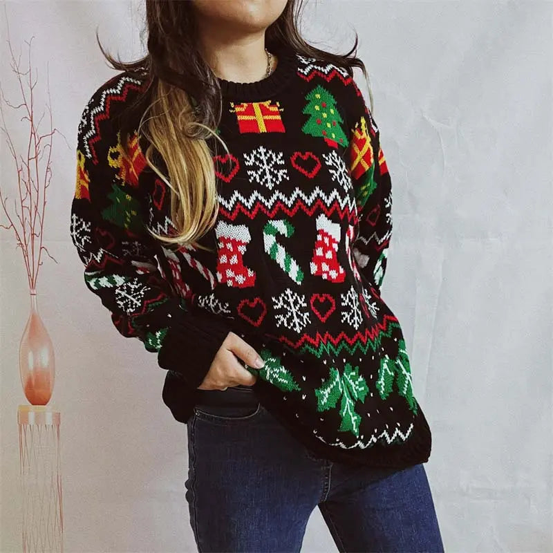 Grappige Foute Kersttrui Dames met Kousenpatroon – Comfortabele Feestelijke Sweater voor Kerstfeest en Gezellige Avonden 2