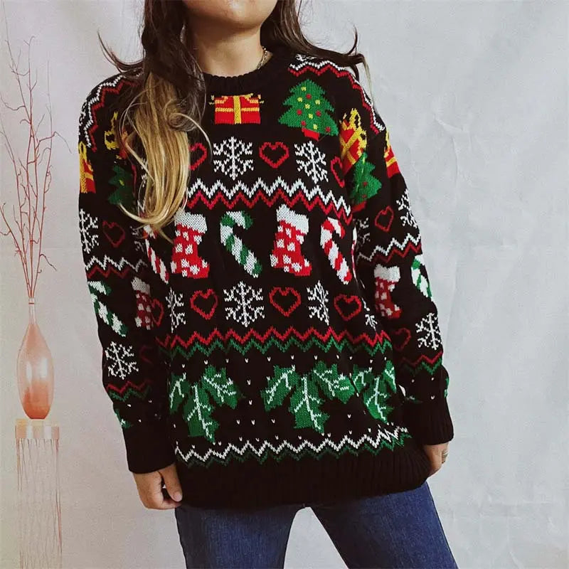 Grappige Foute Kersttrui Dames met Kousenpatroon – Comfortabele Feestelijke Sweater voor Kerstfeest en Gezellige Avonden 4