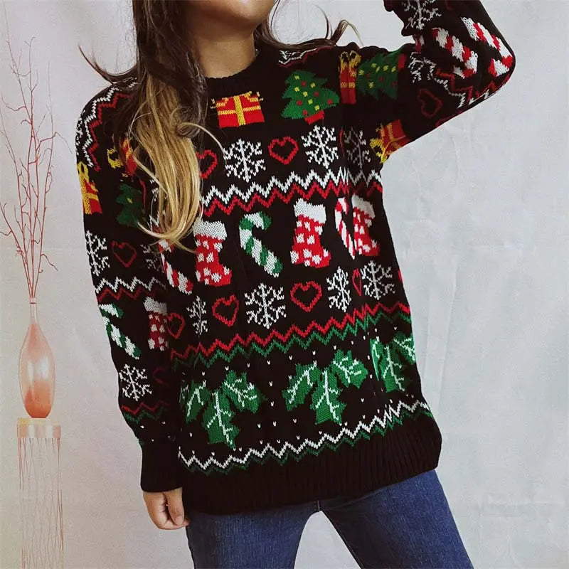 Grappige Foute Kersttrui Dames met Kousenpatroon – Comfortabele Feestelijke Sweater voor Kerstfeest en Gezellige Avonden 6