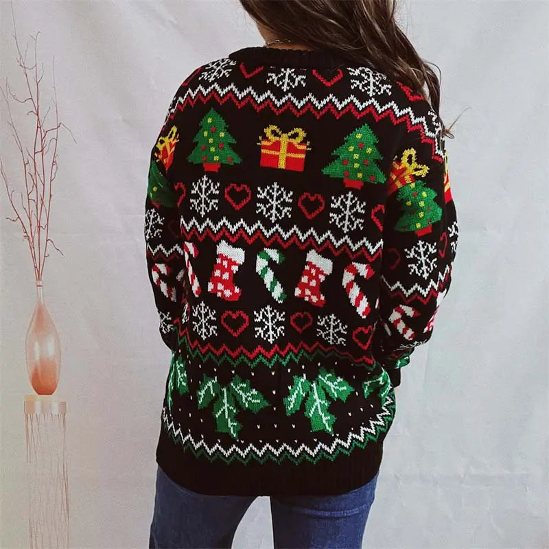 Grappige Foute Kersttrui Dames met Kousenpatroon – Comfortabele Feestelijke Sweater voor Kerstfeest en Gezellige Avonden 8