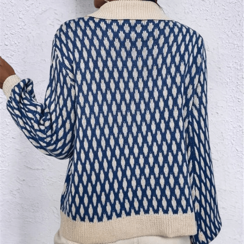 Groene Damestrui met Subtiele Kraag en Losse Pasvorm voor Elke Gelegenheid - Warme Dames Truien voor Herfst en Lente 1