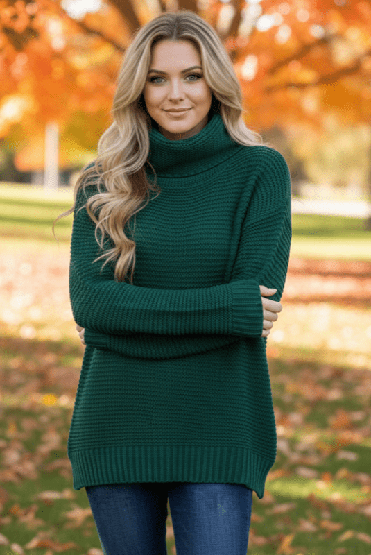 Grofgebreide Coltrui Dames met Hoge Col – Casual Loose Fit voor Herfst en Winter 0