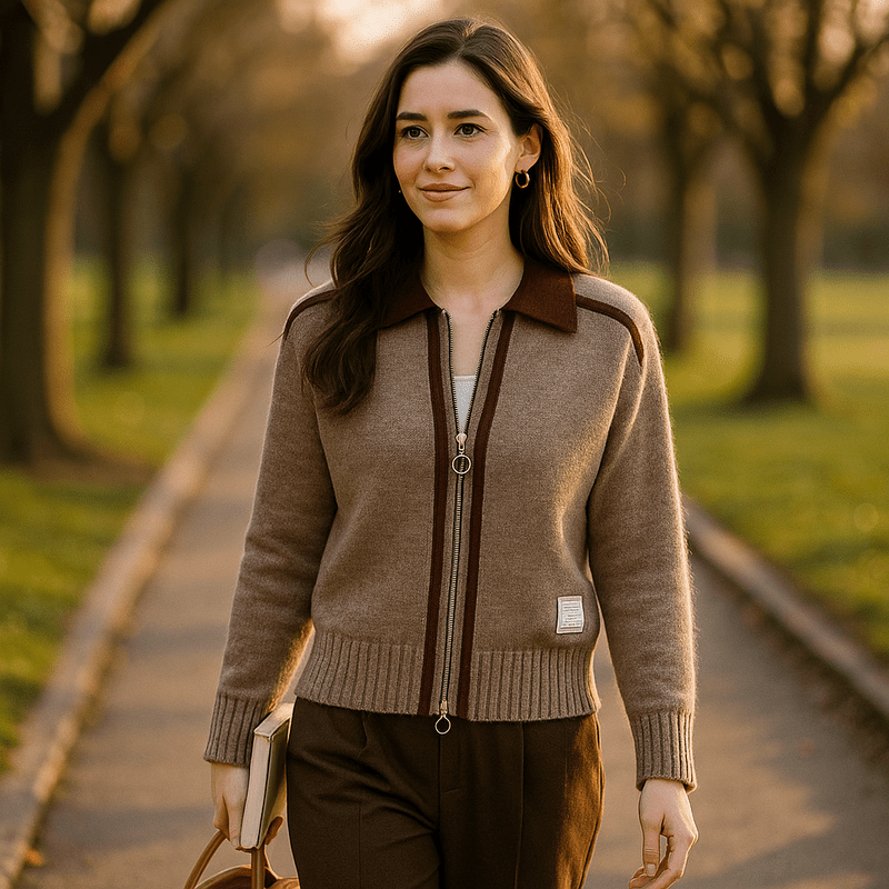 Handgemaakte Kasjmier Trui met Rits voor Dames - Zacht, Ademend en Verfijnd Design 1