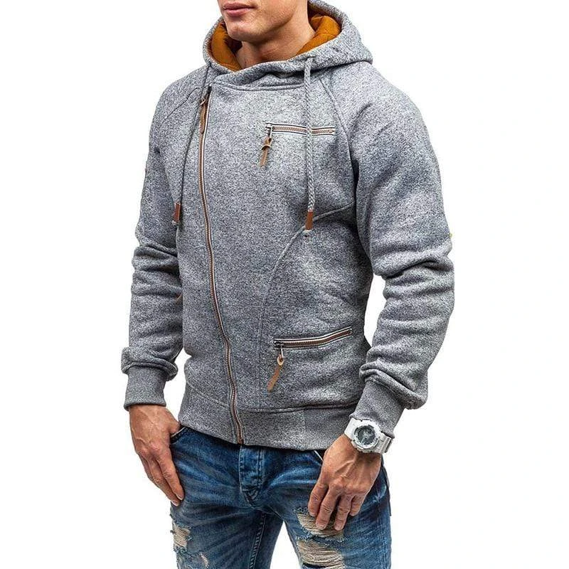 Heren Hoodie met Asymmetrische Ritssluiting van Katoen – Comfortabele Winter Hoodie voor Heren met Zakken 2