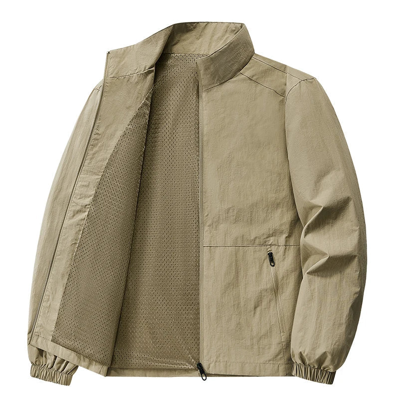 Heren Jas Outdoor met Opstaande Kraag en Praktische Zakken – Ideaal voor Voor- en Najaar, Losvallende Pasvorm, Diverse Kleuren 3