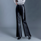 Hoge Taille Leren Broek Dames met Gladde Nerfafwerking – Minimalistisch en Tijdloos Design 5