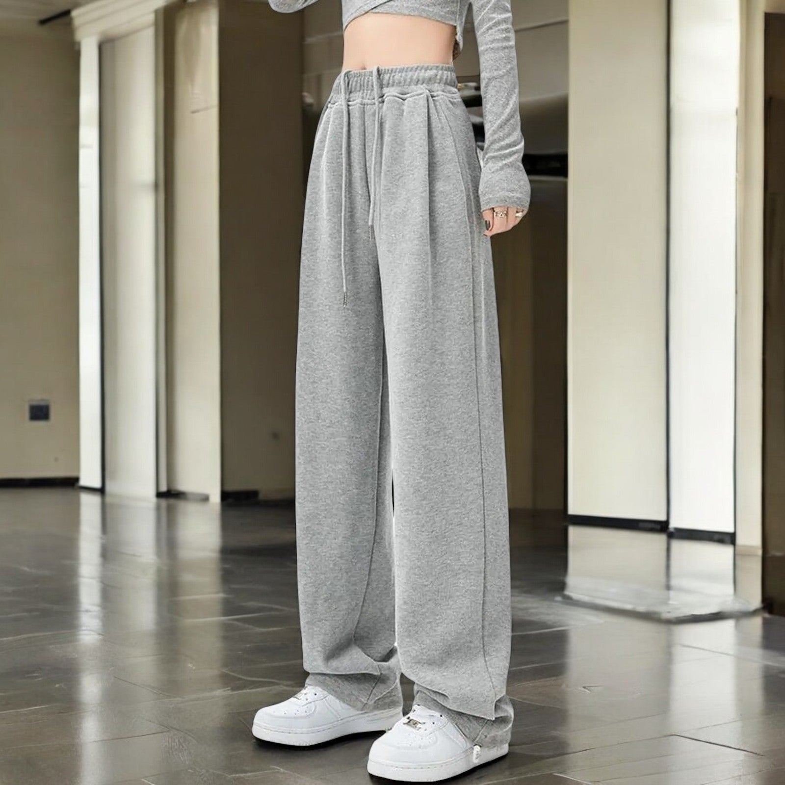 Hoge Taille Losse Joggingbroek Dames van Zacht Ademend Materiaal – Ideaal voor Yoga en Vrije Tijd 3