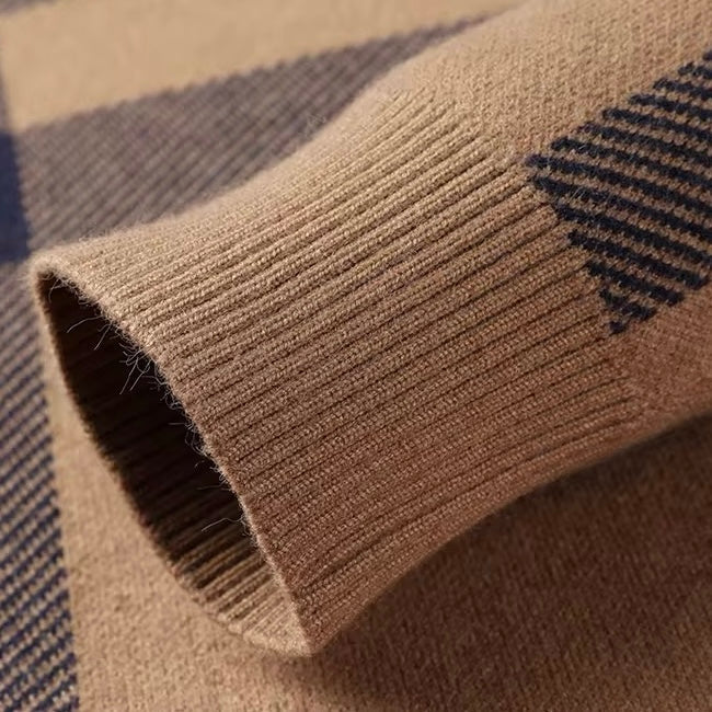 Herentrui met Ruitpatroon – Stijlvolle Gebreide Trui met Klassieke Look-04
