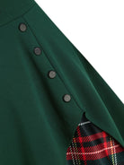 Jaren '50 Patchwork Geruite Jurk met Lange Mouwen – Knielengte en Licht Rekbaar Jurken Dames 4