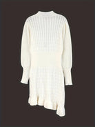 Kabelgebreide Trui Jurk Dames met Ronde Hals – Lange Mouwen, Casual en Comfortabel voor Herfst en Winter 2