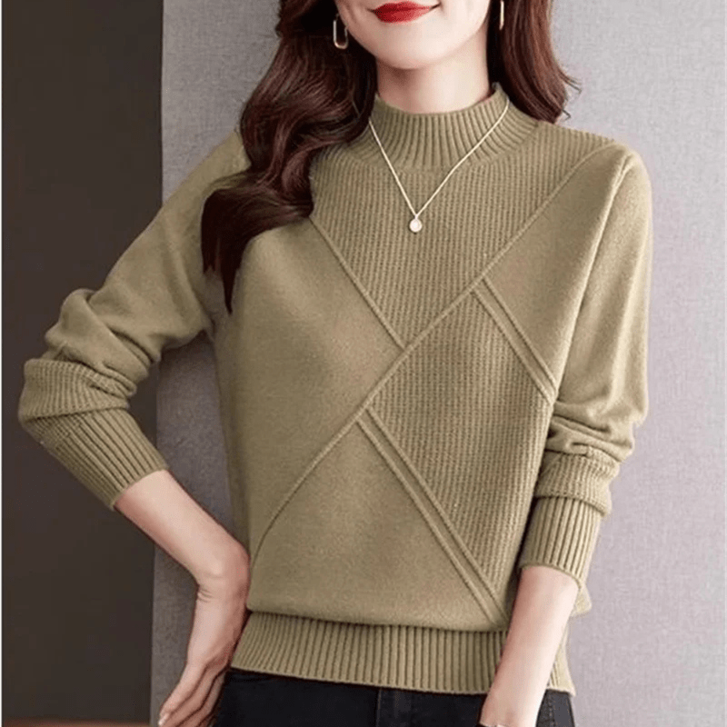 Katoenen Mix Trui met Diagonale Ribbels en Geribbelde Manchetten – Dames en Heren, Middelzware Sweater voor Comfort en Stijl 1