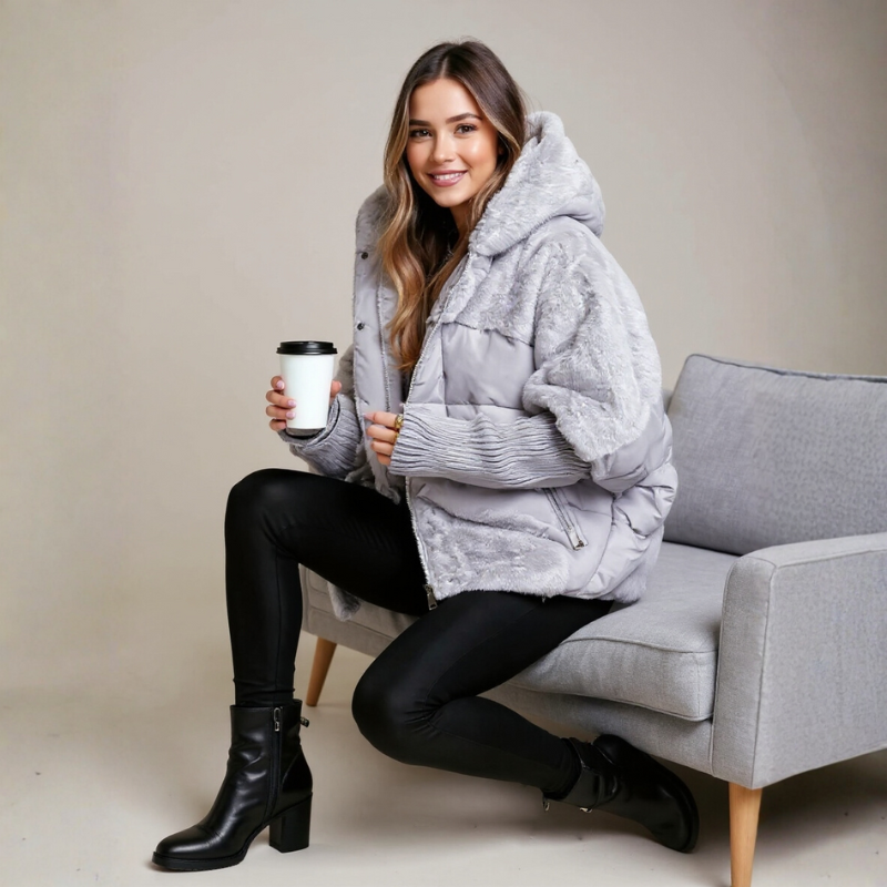 Katoengevulde Parka met Imitatiefur voor Dames – Comfortabele Winterjas met Elastische Manchetten en Uniek Ontwerp 4