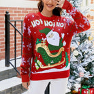 Kerstman Gebreide Trui Dames – Feestelijke Sweater met Comfortabele Losse Pasvorm en Lange Mouwen 0