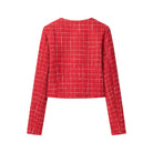 Klassiek Ruitpatroon Dames Tussenjas met Decoratieve Knopen – Elegant Korte Jasje voor Formele en Casual Gelegenheden 2