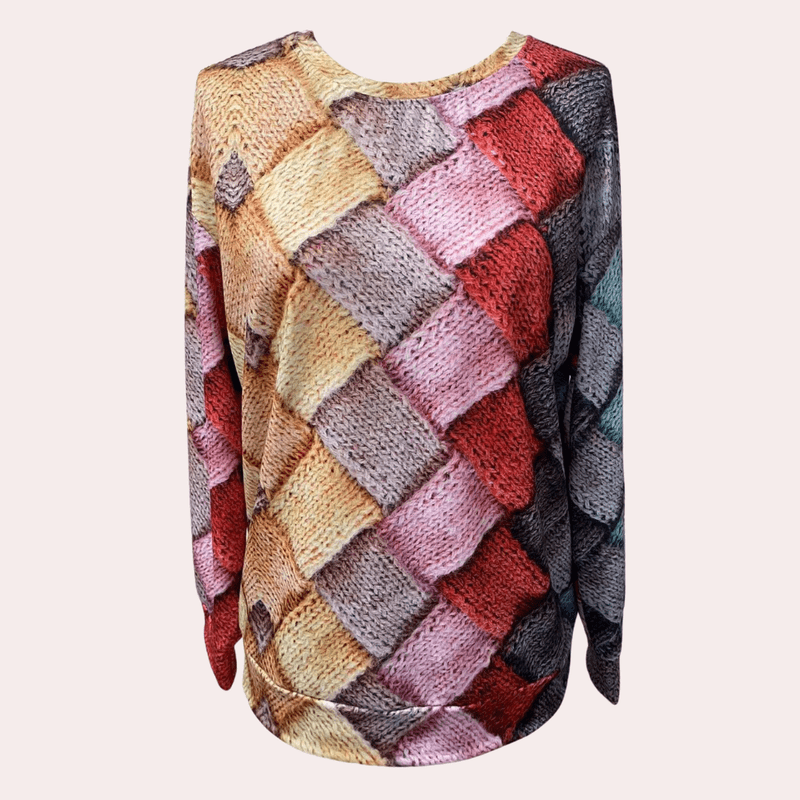 Kleurrijke Gebreide Trui Dames met Ingeweven Patroon – Warm en Comfortabel voor Elke Gelegenheid 4