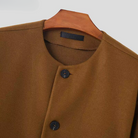 Kraagloze Dames Jas met Oversized Mouwen voor Minimalistische Streetwear – Relaxed Pasvorm, Knoopsluiting 3