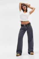 Krijtstreep Jeans met Lage Taille en Rechte Pijpen voor Casual en Trendy Outfits - Ademend Materiaal, Maten XS-XL 2