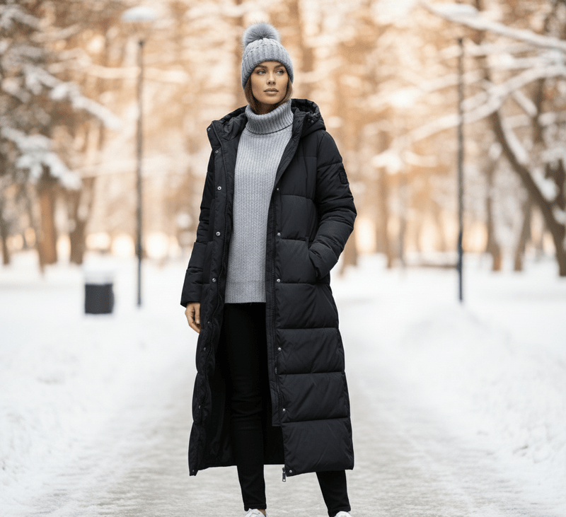 Lange Dames Jas met Gestructureerde Vorm en Praktische Zakken voor Winter en Elke Gelegenheid 1