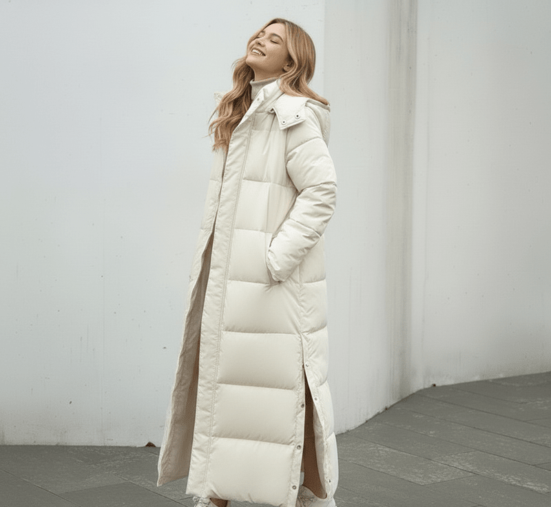 Lange Dames Jas met Gestructureerde Vorm en Praktische Zakken voor Winter en Elke Gelegenheid 3