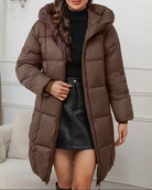 Lange Gewatteerde Jas Dames met Capuchon - Stijlvolle Winterjas voor Casual en Verfijnde Outfits 0