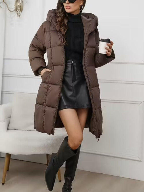 Lange Gewatteerde Jas Dames met Capuchon - Stijlvolle Winterjas voor Casual en Verfijnde Outfits 05