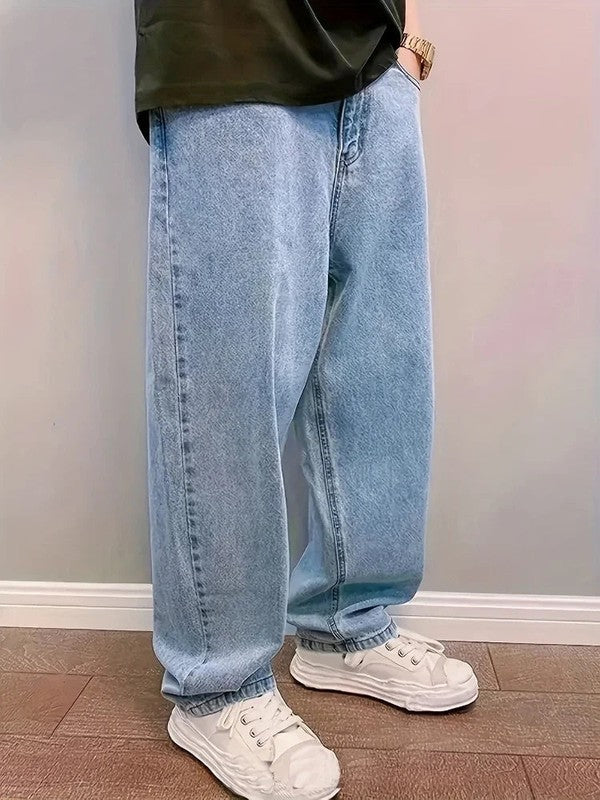 Lichtblauwe Baggy Jeans voor Heren - Comfortabele Oversized Spijkerbroek, Grote Maten, Ideaal voor Casual Looks 2