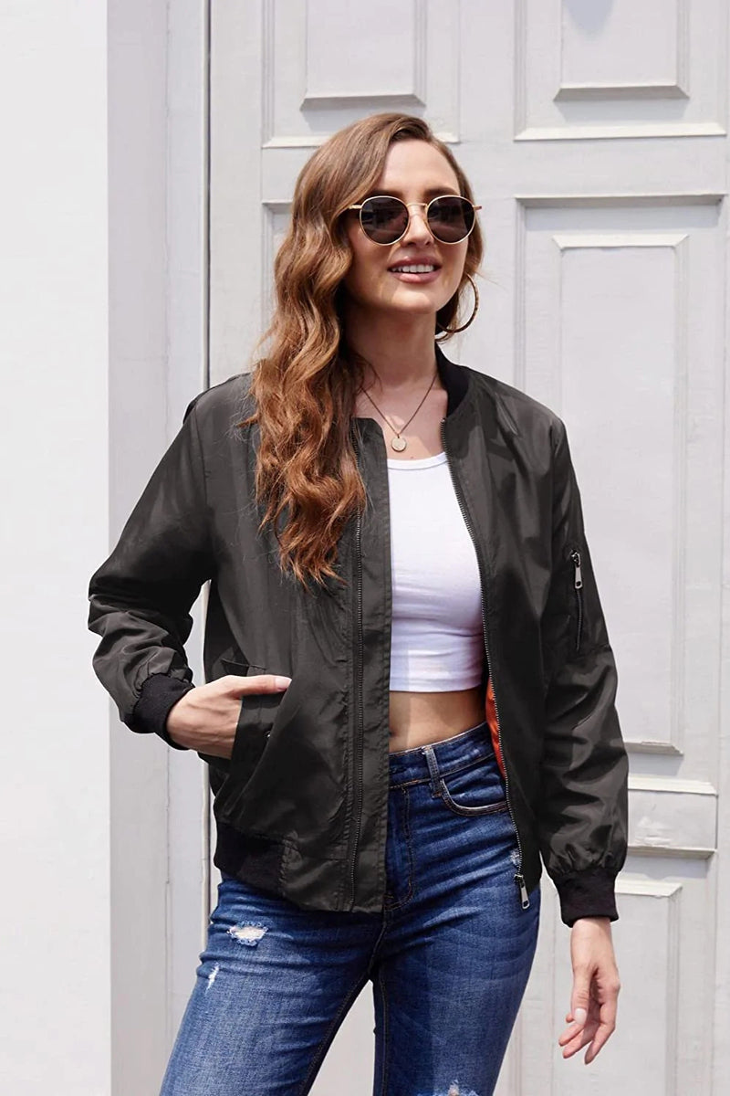 Lichtgewicht Bomberjack Dames met Rits van 100% Polyester – Casual Vrije Tijd Jas 2