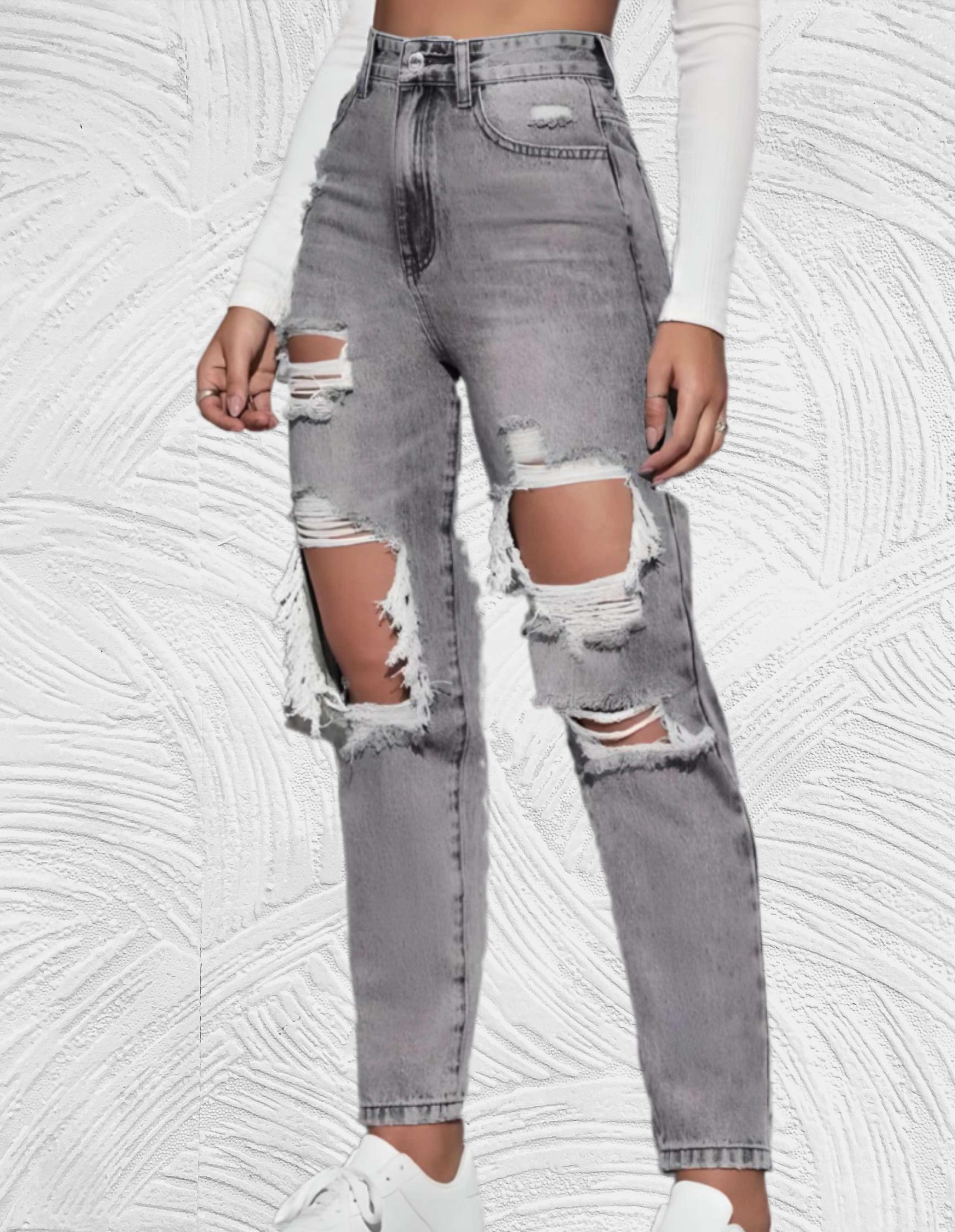 Lucy - Goed passende skinny jeans met gescheurd design en hoge taille - Miller-Mode