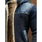 Marineblauw Gewatteerd Jack met Denimdetails – Comfortabele Jas voor Dagelijks Gebruik met Sherpavulling en Rechte Pasvorm 2