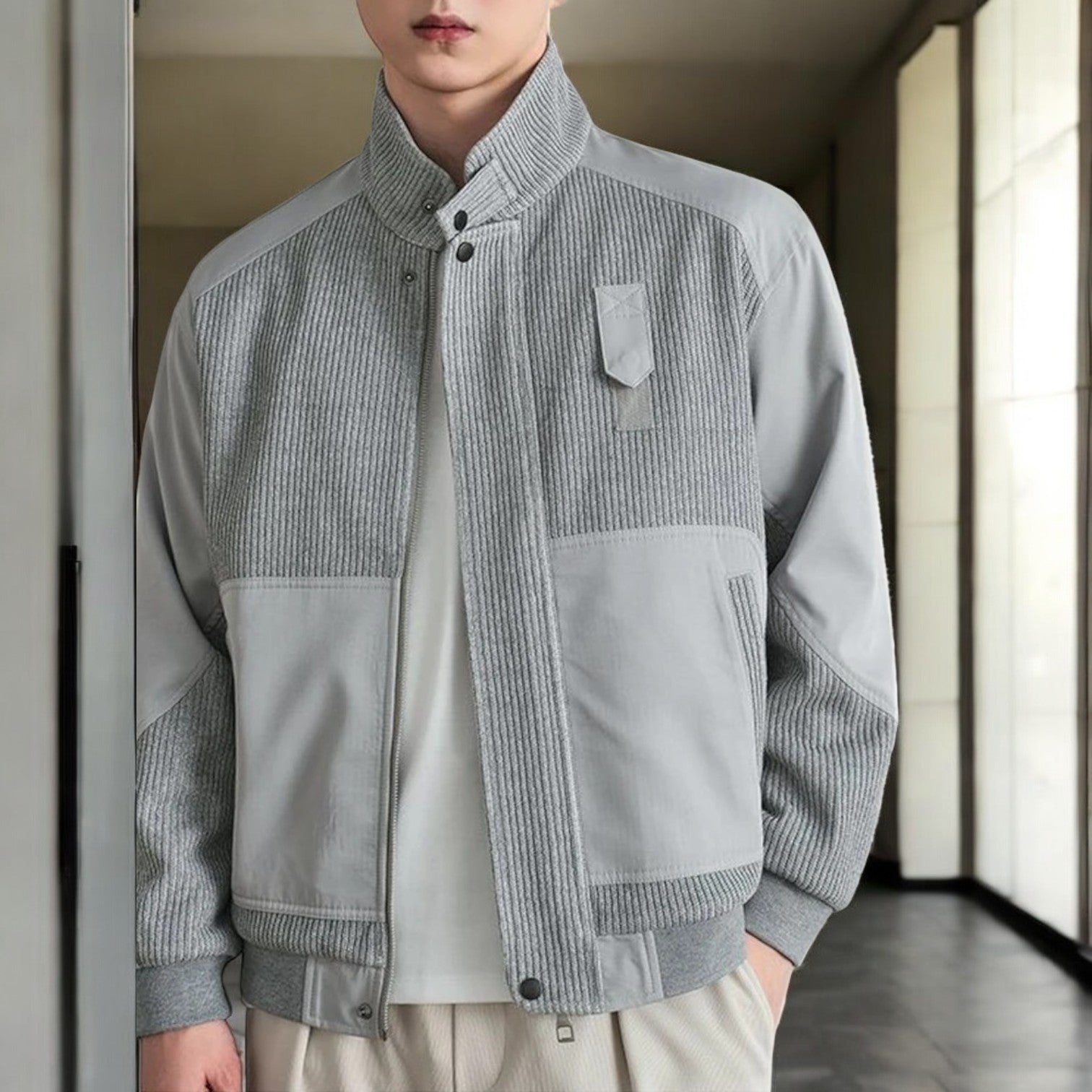 Moderne Gebreide Jas met Hoge Kraag en Elastische Pasvorm – Tijdloos en Comfortabel voor Casual en Semi-Formele Gelegenheden 2