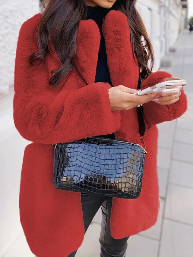 Moderne Lange Dames Jas Winter in Elegante Teddy Stof – Cozy Chic voor Koude Dagen 4