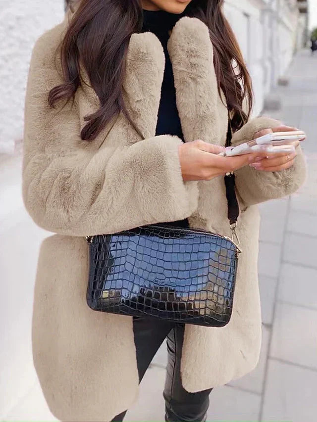 Moderne Lange Dames Jas Winter in Elegante Teddy Stof – Cozy Chic voor Koude Dagen 7