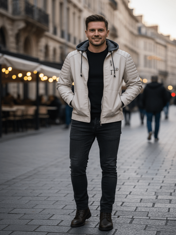 Modieus Leren Jack Heren Winddicht – Hoogwaardige Pasvorm in Duurzaam Leer, Ideaal voor Winderige Dagen 0