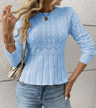 Olena Dames Trui met Peplumzoom en Kabelbreisel – Comfortabele Pasvorm in Diverse Kleuren 0