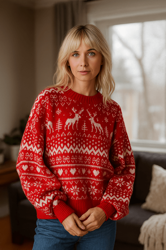 Oversized Dames Kersttrui met Rendieren – Zachte en Comfortabele Feesttrui voor Dames, Perfect voor de Feestdagen 4