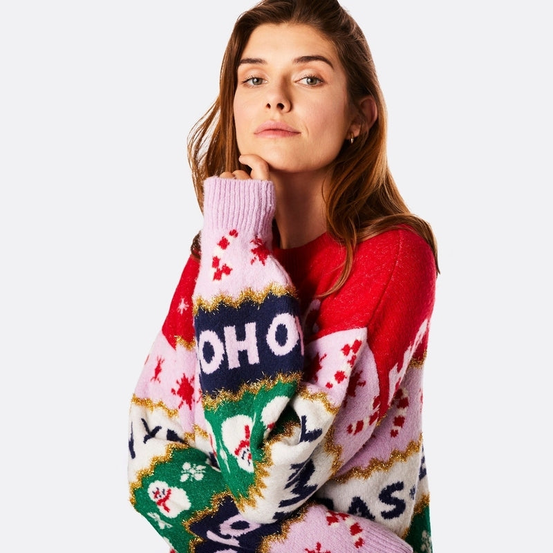 Oversized Gestreepte Kersttrui Dames - Zacht en Comfortabel voor Feestelijke Gelegenheden - Multicolor, Casual Pasvorm 4