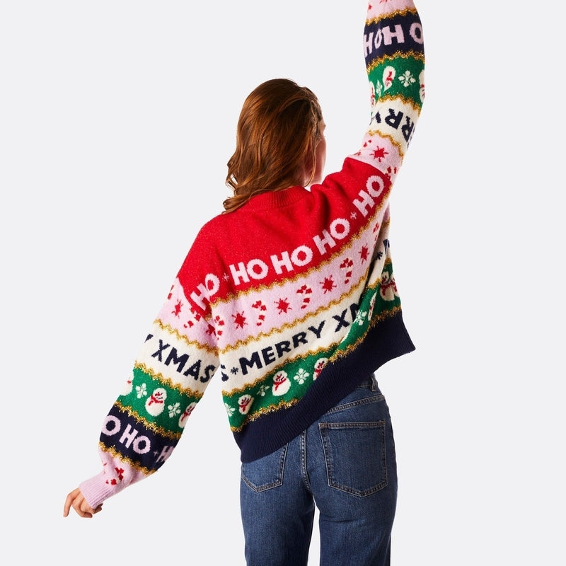 Oversized Gestreepte Kersttrui Dames - Zacht en Comfortabel voor Feestelijke Gelegenheden - Multicolor, Casual Pasvorm 5