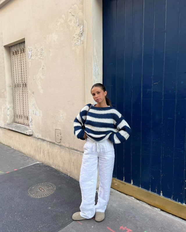 Oversized Gestreepte Trui Dames met Ronde Halslijn - Comfortabele Casual Mode in Marineblauw, Groen, Roze en Grijs 4