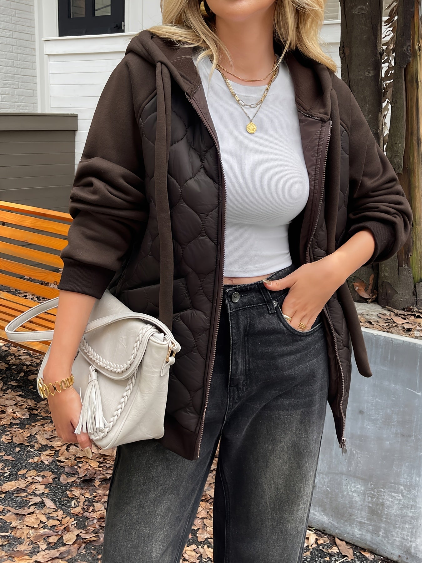 Oversized Gewatteerde Winterjas Dames met Capuchon en Fleece Voering – Trendy en Comfortabel 2